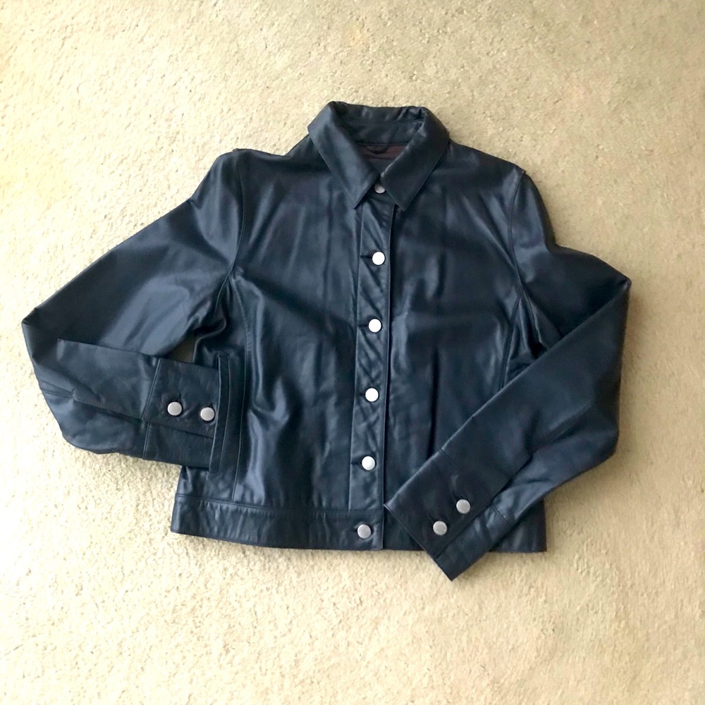 Banana Republic Genuine Leather Navy Jacket